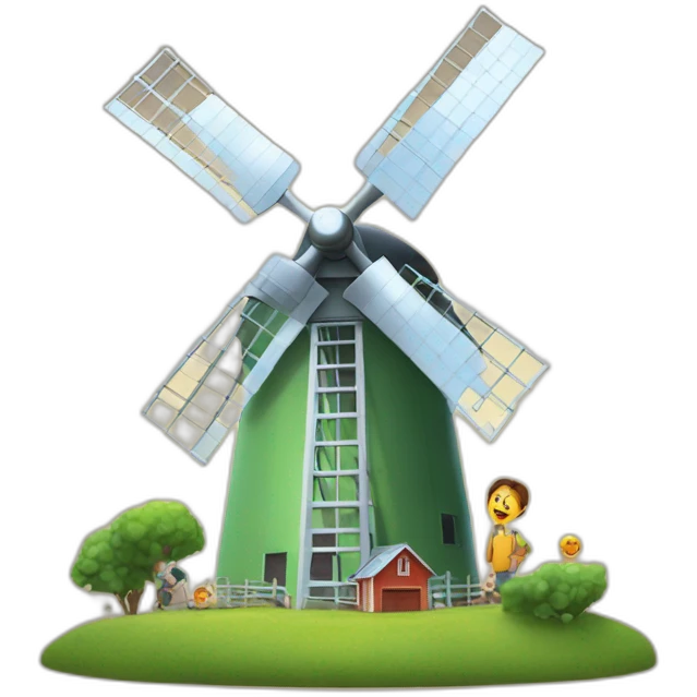 The children saw a large windmill pumping energy emoji
