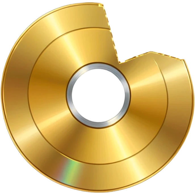 gold CD with a scratch, with a heart shape scratch emoji