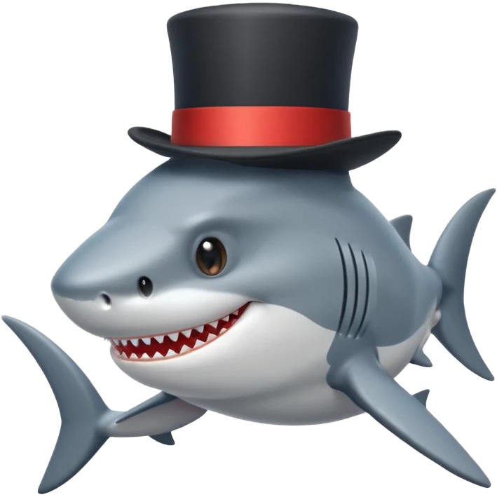 Shark with a top hat emoji