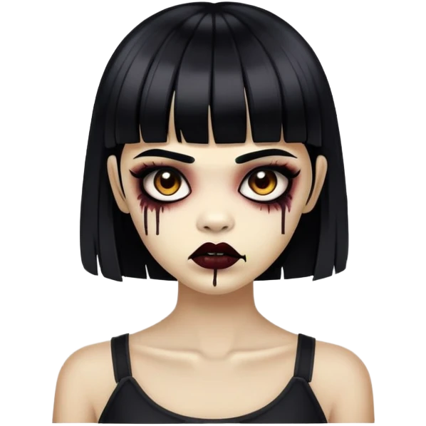 zumbi girl de cabelo preto chanel e franja emoji