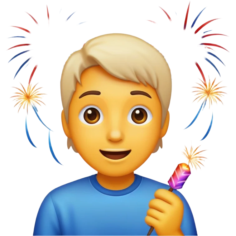 excited classic emoji style face watching fireworks emoji