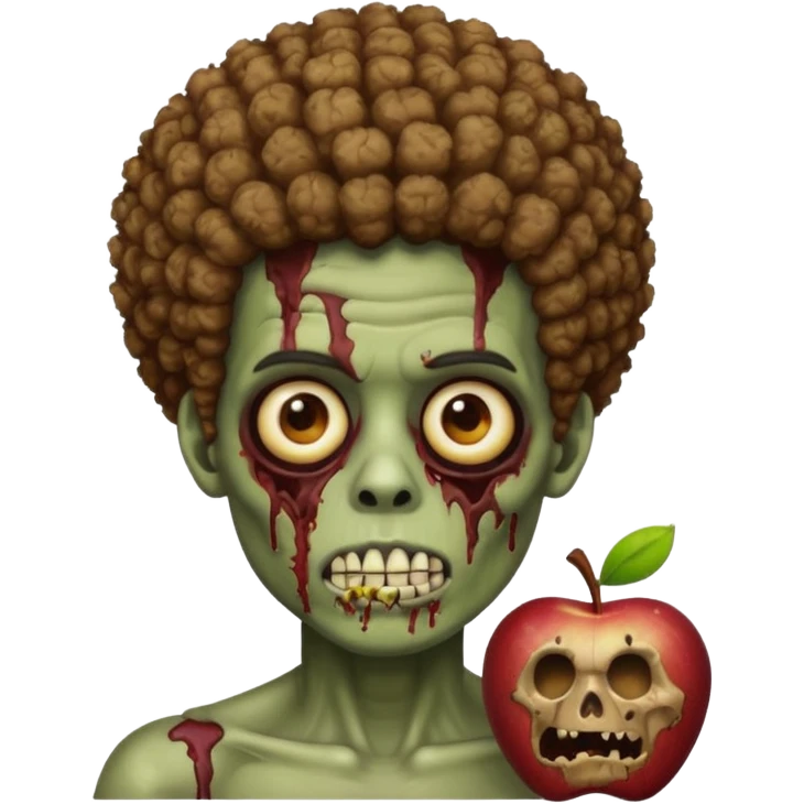 zombie boy with an afro, apple style emoji emoji
