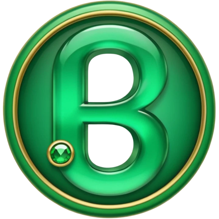 Create a custom emoji badge featuring a stylized, glossy letter “S”. Theme it according to the Emerald rank from League of Legends. Use deep green gemstones, bright emerald glows, and polished metallic framing. Luxurious and clean. emoji