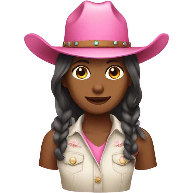 Girl with pink’s cowgirl hat emoji