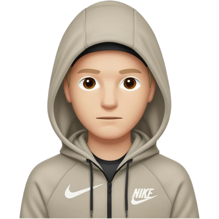White person wearing a Nike Tex with hood emoji