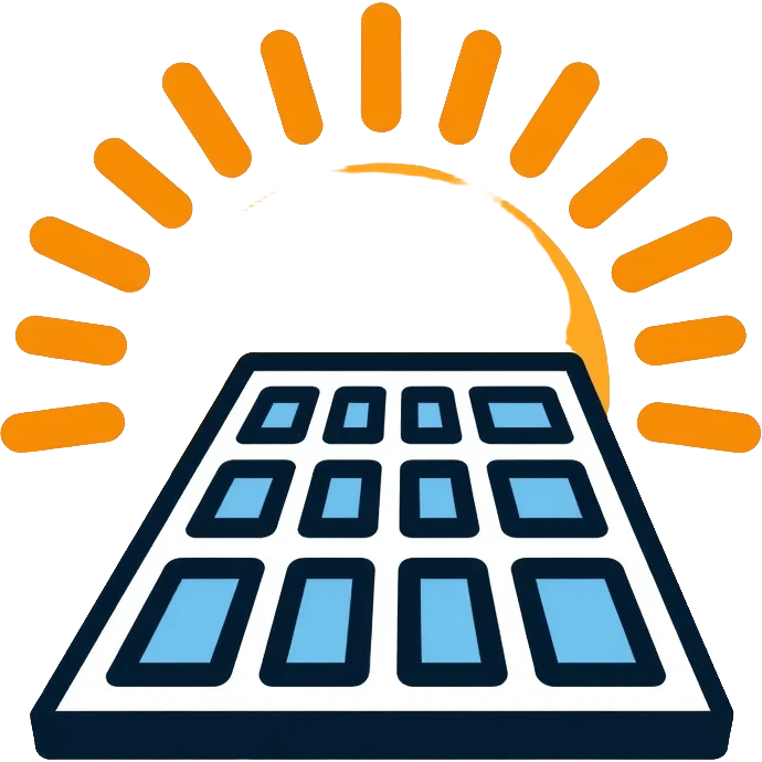 solar panel with sun rays, renewable energy material emoji