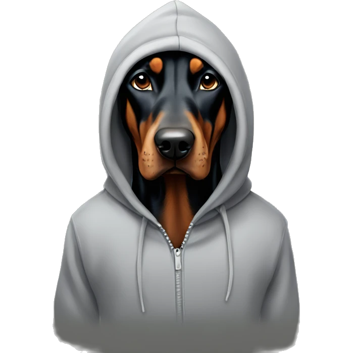 doberman wearing a hoodie emoji