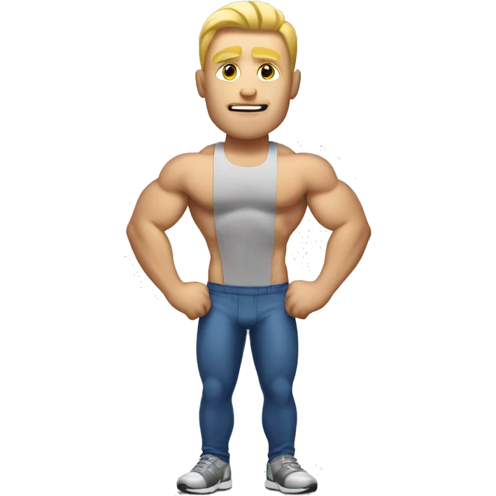 White man with lean body builder muscles emoji
