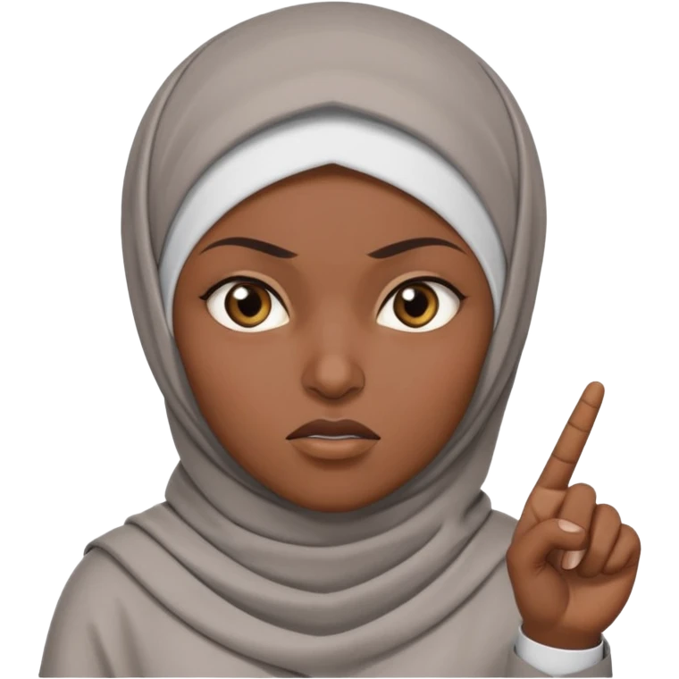 сердитая черная женщина мусульманка показывает рукой в право  emoji