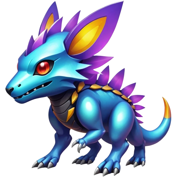  exotic tropical iridescent cyber-Protogen-Fakémon-Pokémon-Vernid-creature emoji