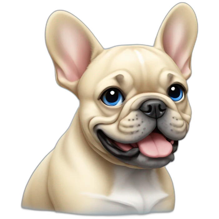 blond French bulldog with a blue muzzle emoji