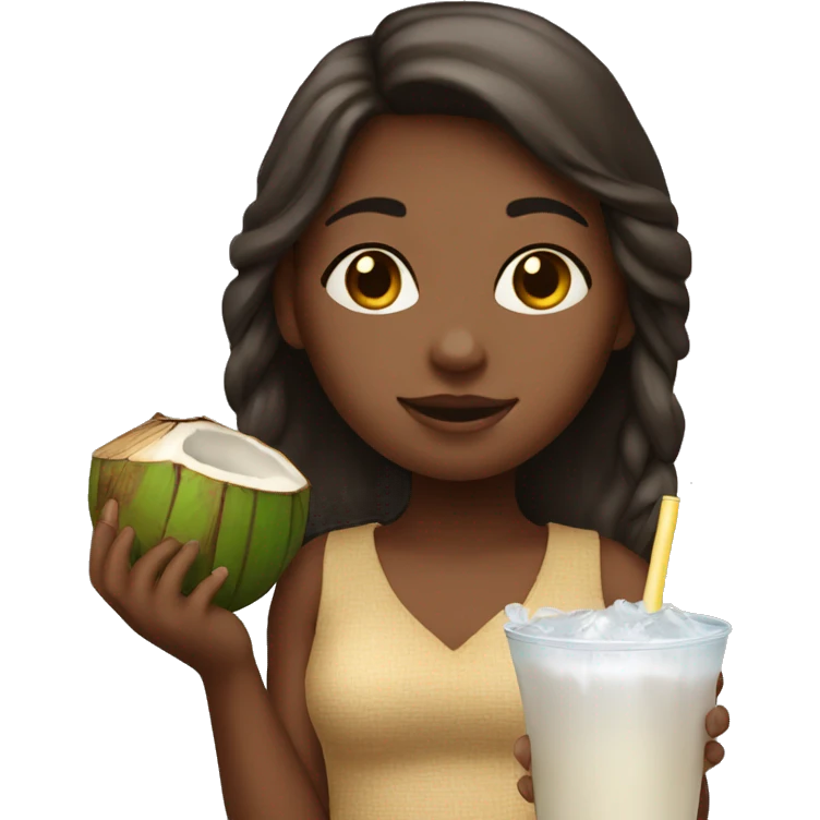 Girl with coconut drink in her hand  emoji