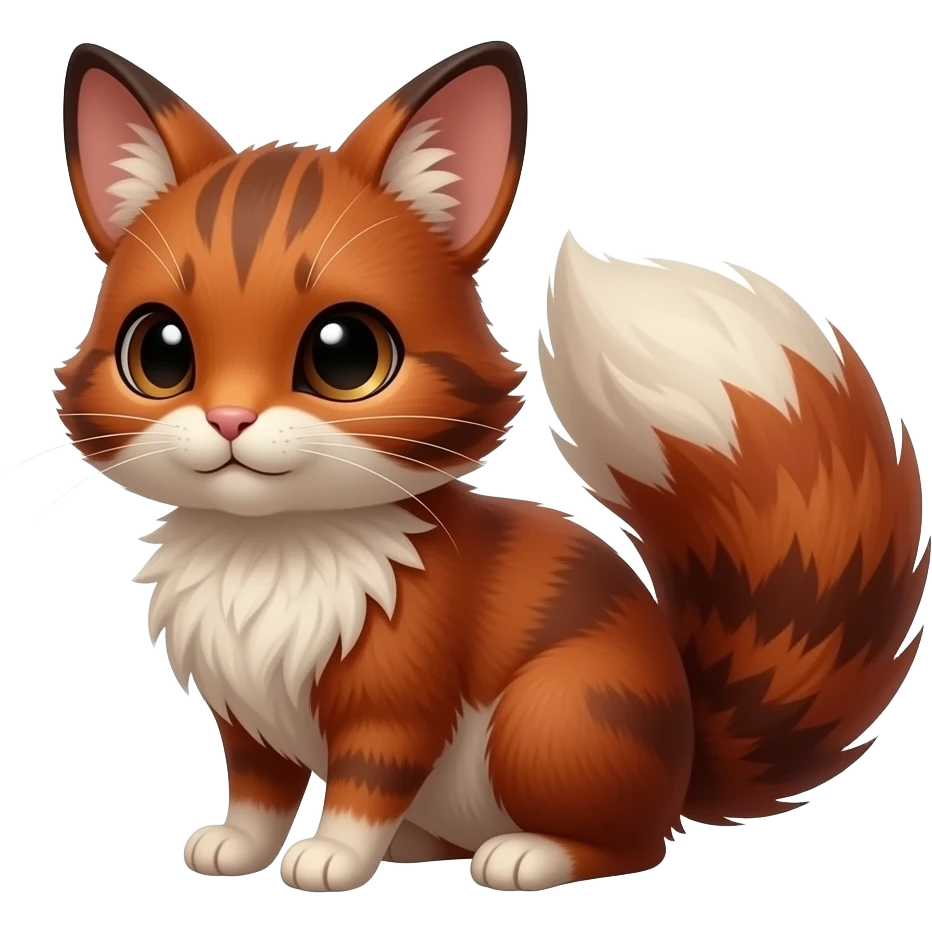 Dark Brownish red soft natural realistic romantic vintage antique divine beautiful elegant pretty precious cute young youthful Fakémon-Pokémon-alien-Furret-feline-rodent-hybrid-creature (full body) emoji