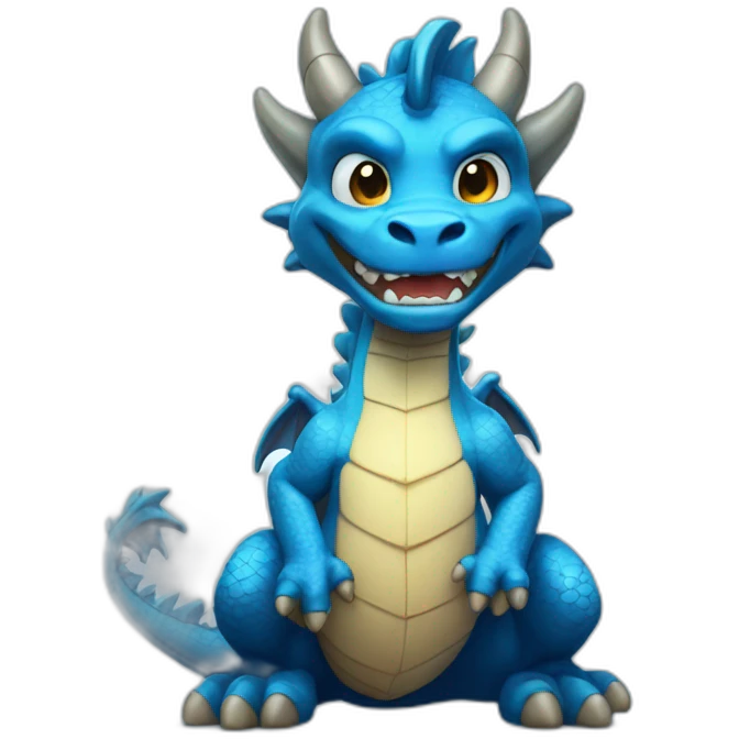cute blue dragon with big biceps emoji