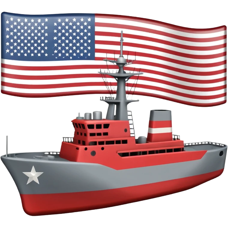 Very realistic American modern warship with little flag emoji