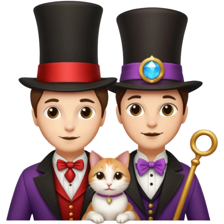 magician couple and their pet cat emoji