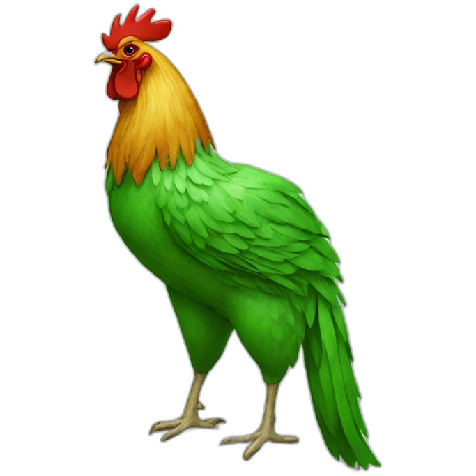 green rooster eats cat emoji