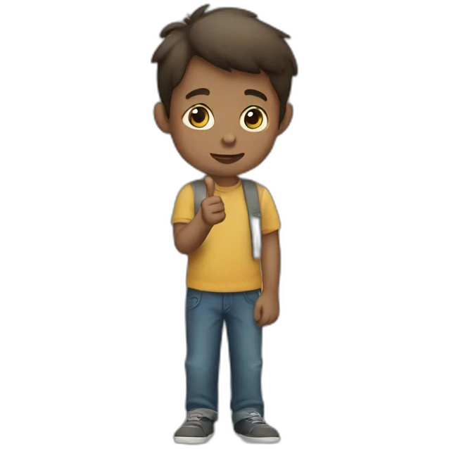 A boy pointing downwards emoji