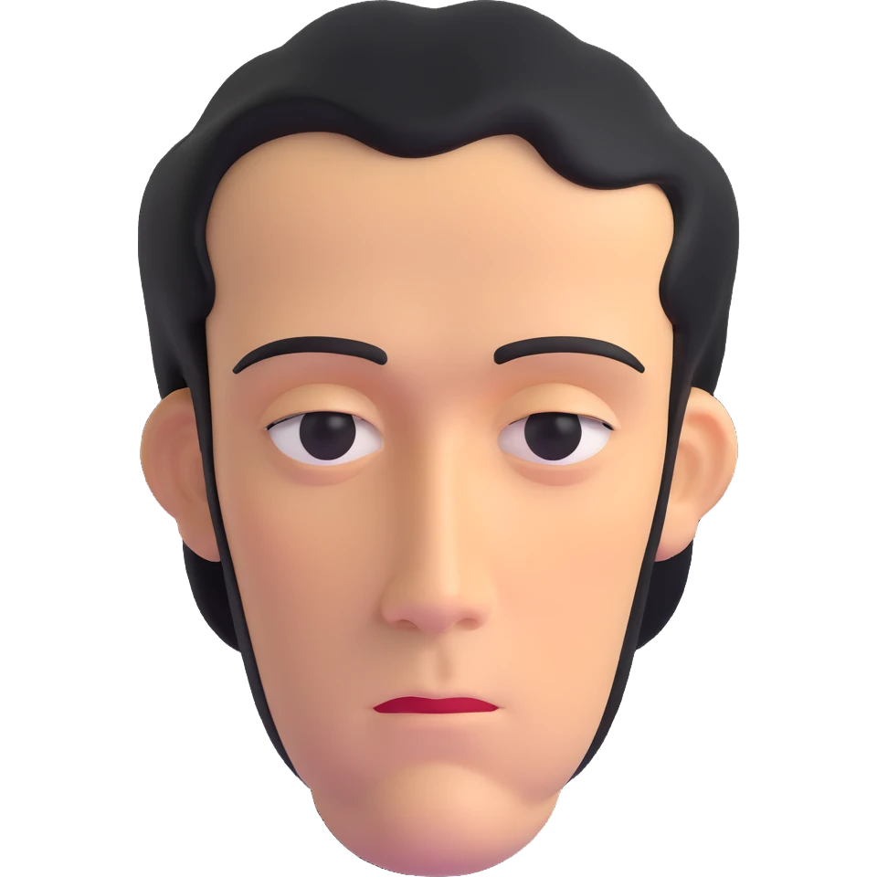 face of an 1800s person with a solemn, reflective expression, remembering the Alamo emoji