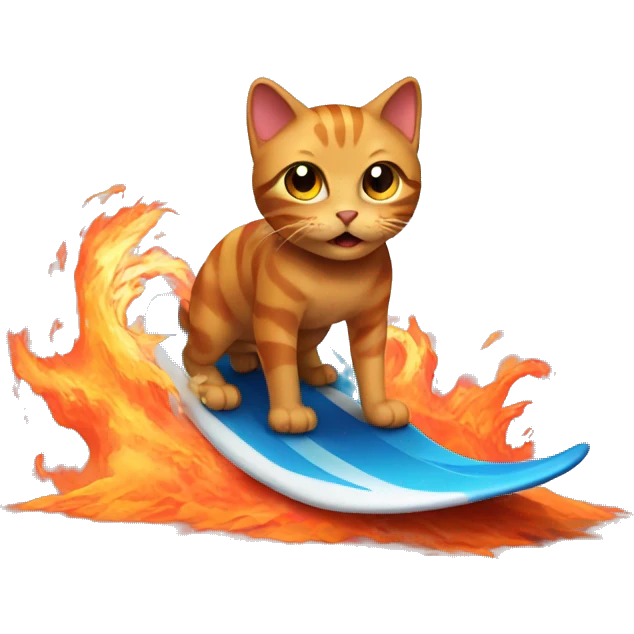 Cat who's surfing on lava emoji