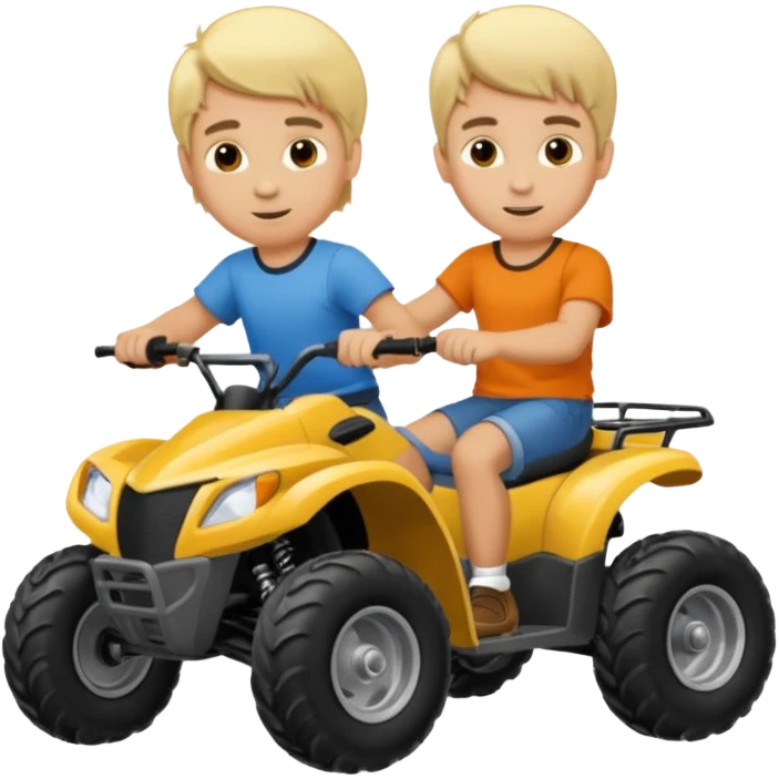Can you make 2 blonde boys kids riding four wheelers emoji