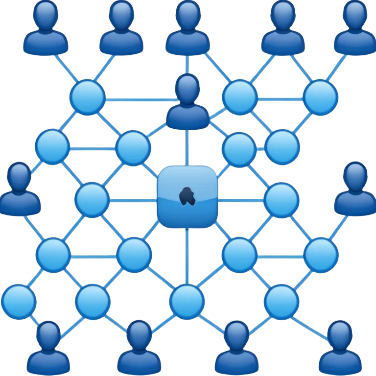 network of connected people icons, CRM tool emoji