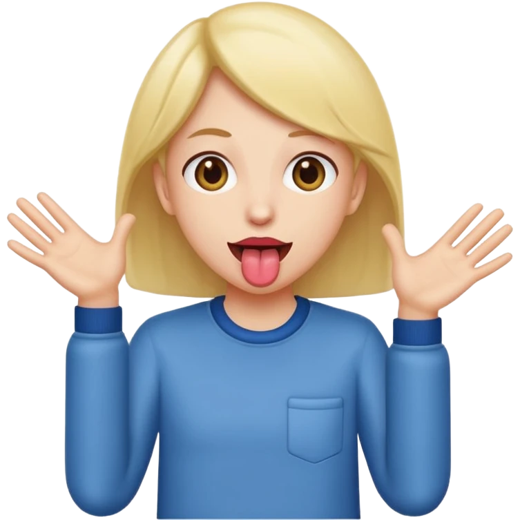 Tounge out with hands to the side emoji