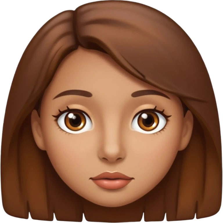 girl with brown hair and brown eyes tan skin mole above lip emoji