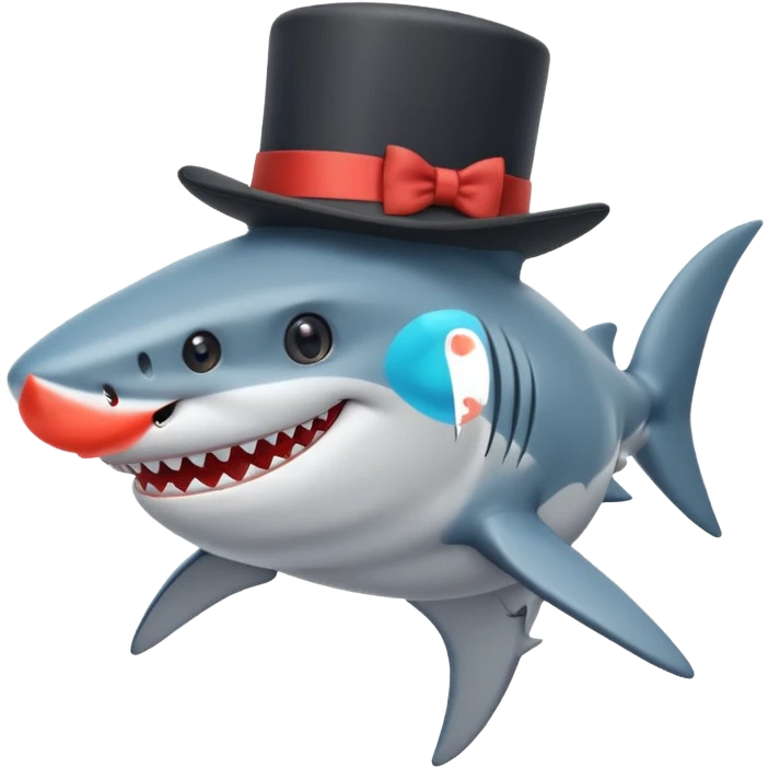 Shark with a top hat emoji