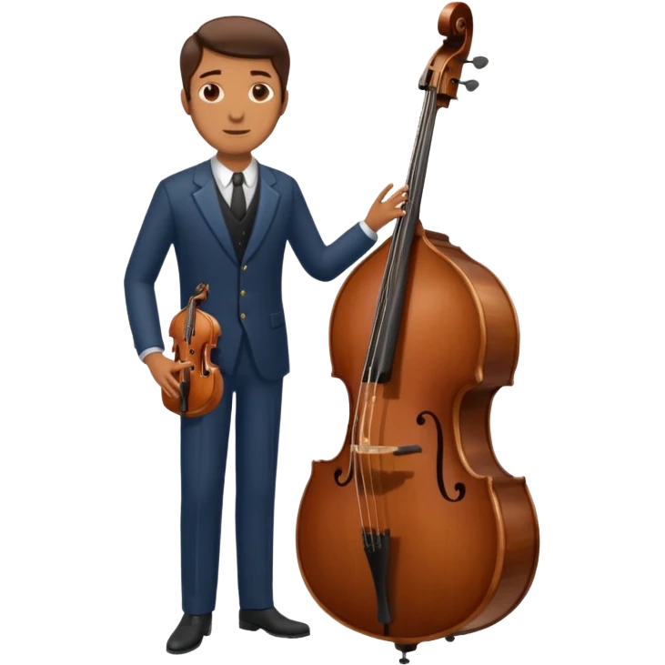 Man standing next to a double bass emoji