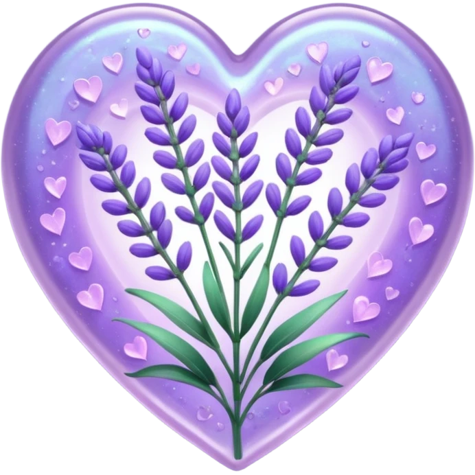 create a holographic lavender plant that wraps around a lavender colored heart emoji