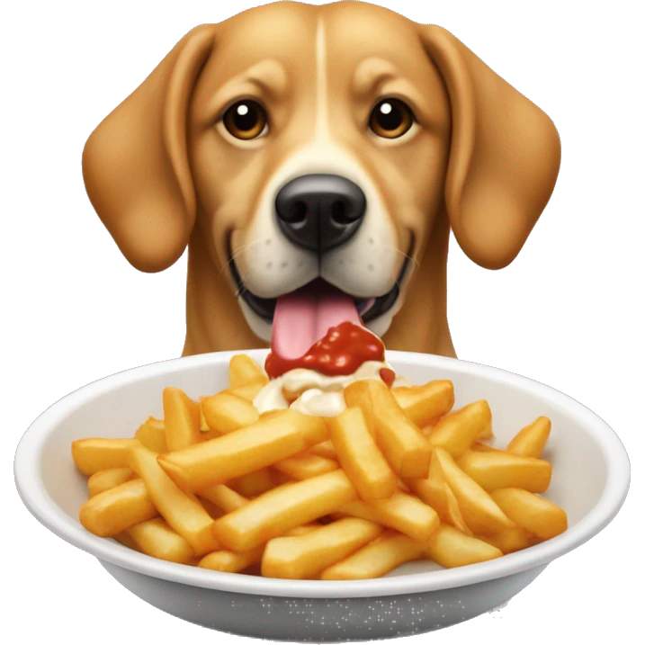 Un chien qui mange une poutine  emoji