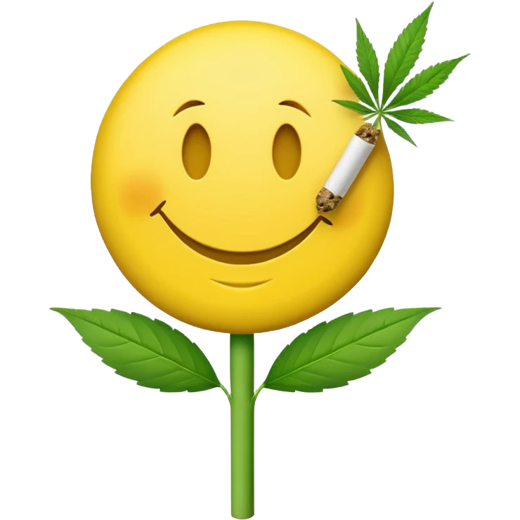 Smiley face with weed joint emoji