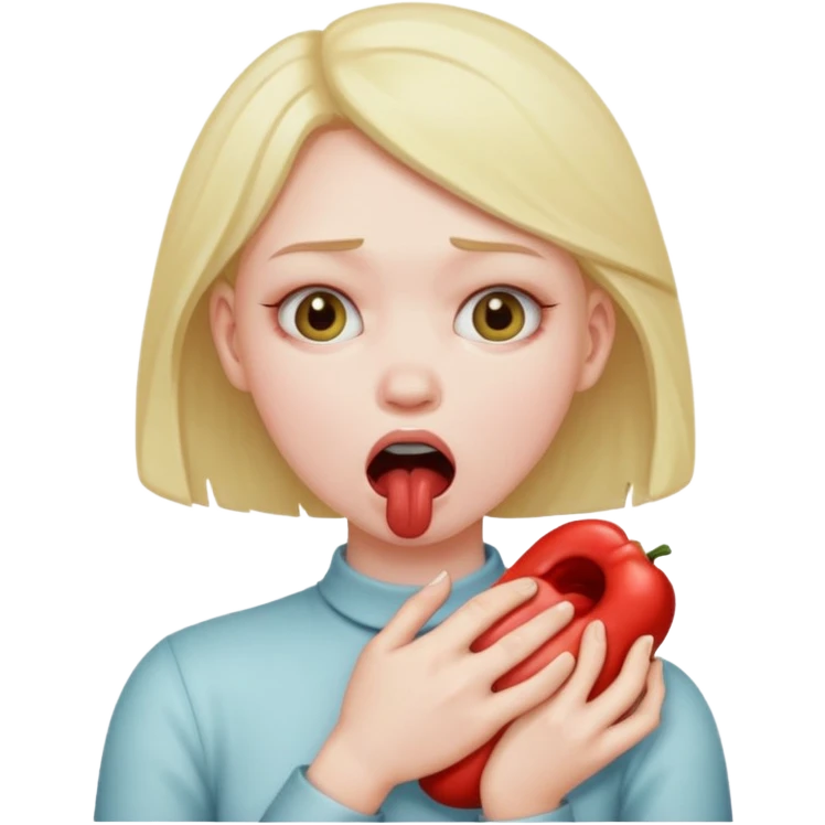A girl choking herself emoji