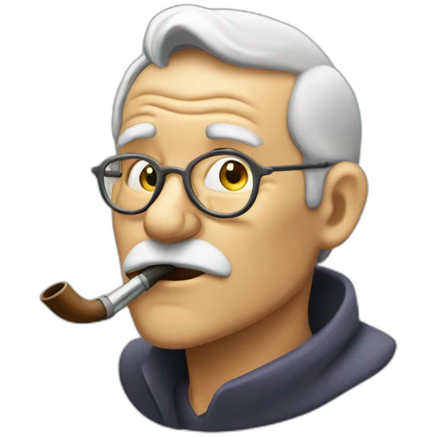 Old man thinking with pipe in mouth emoji