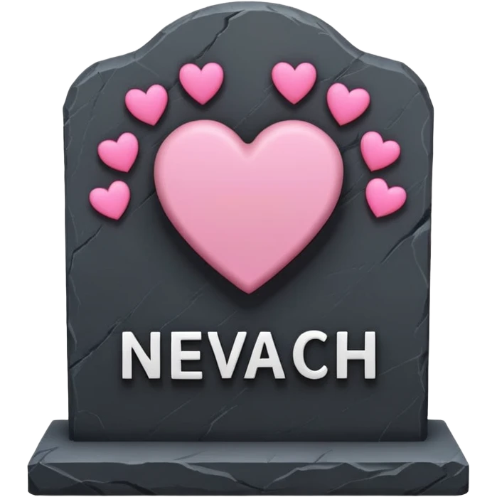 Headstone that says NEVAEH with pink hearts emoji