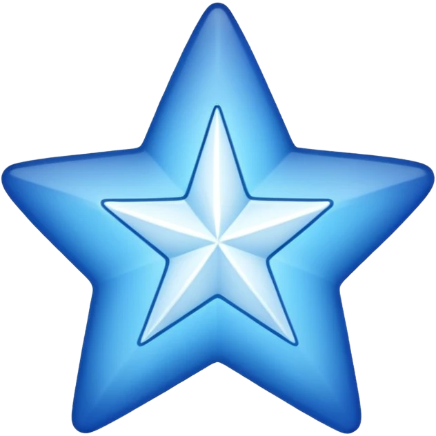 generate an emoji with a white tick in between a blue star having 11 points  emoji