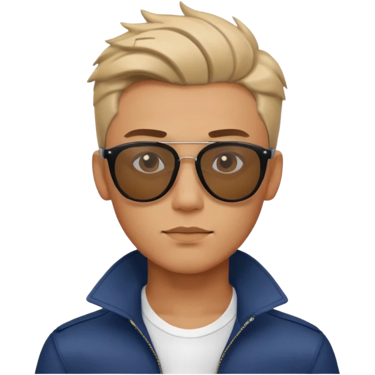 sigma boy, confident young man with sharp jawline, stylish hair, sunglasses, cool expression emoji