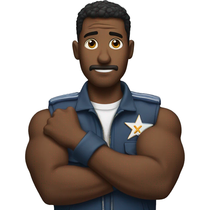 a guy with his arms crossed in front of him like an x and he is blowing air forcefully out of his mouth emoji