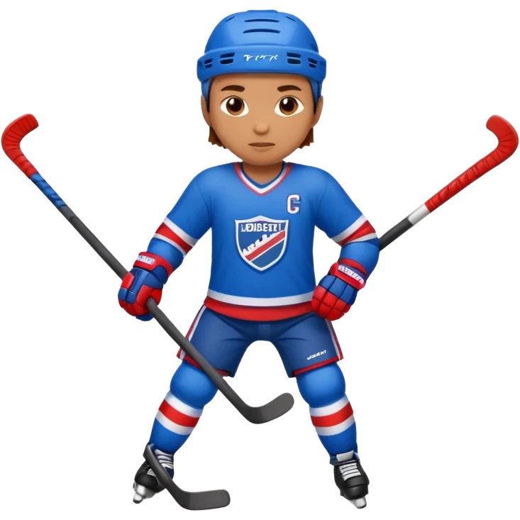 Hockey player in blue and red full body emoji