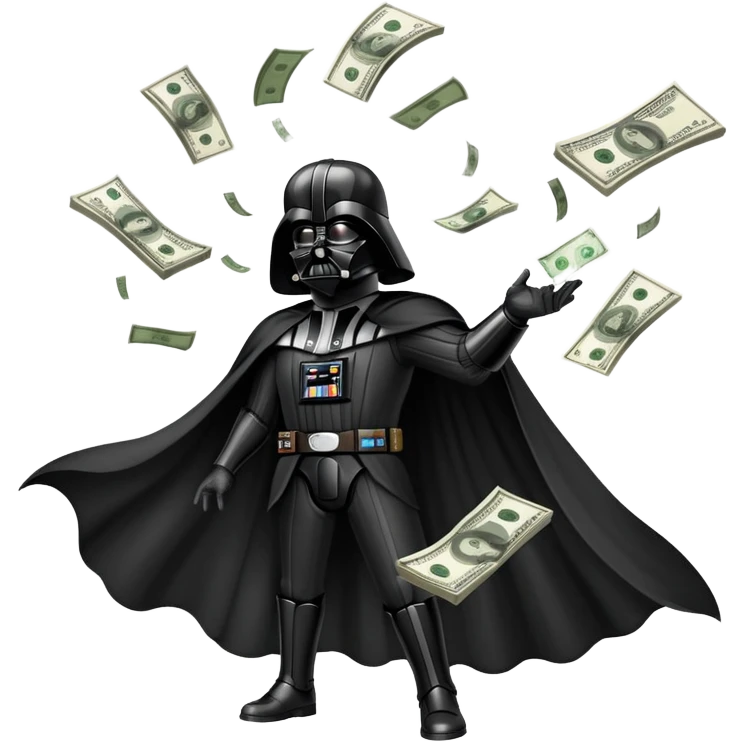 Darth Vader farting while money spreading using the force  emoji