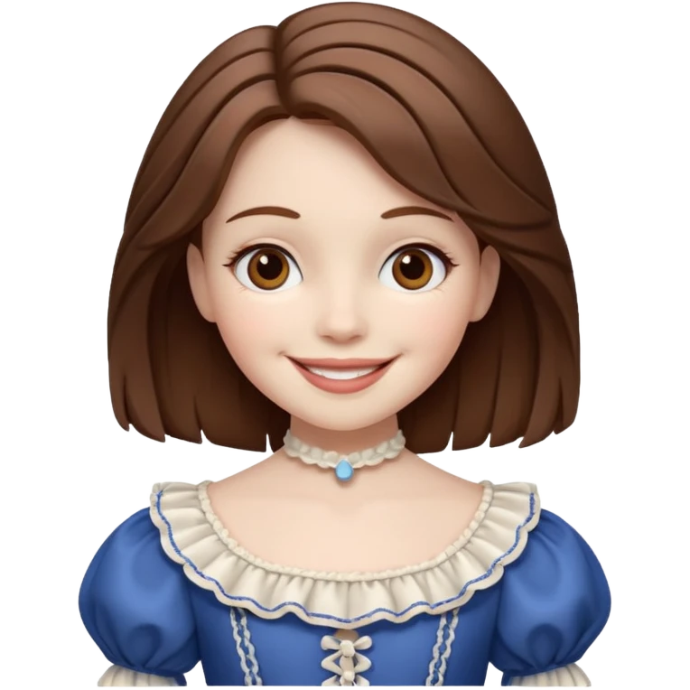 A marionette which is a girl with a brown hair and a beautiful smile emoji