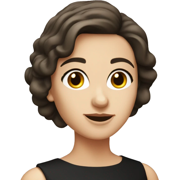 bust of caucasian lady with short brunette hair and wearing black strapless dress emoji