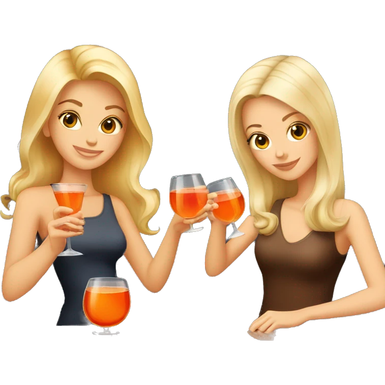  one blonde and one brown haired girl drinking aperol emoji