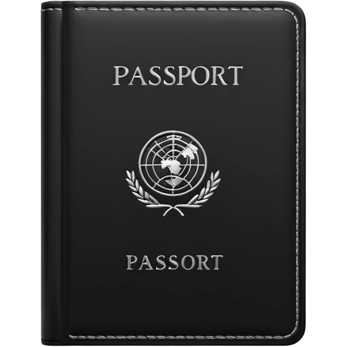 black passport with minimal silver details emoji