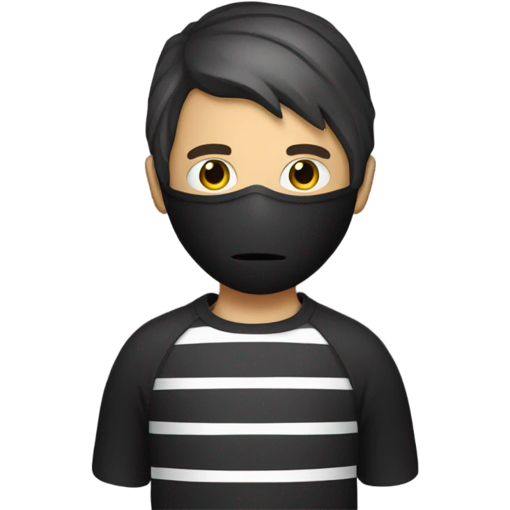robber with black masc and with white-black striped tshirt emoji