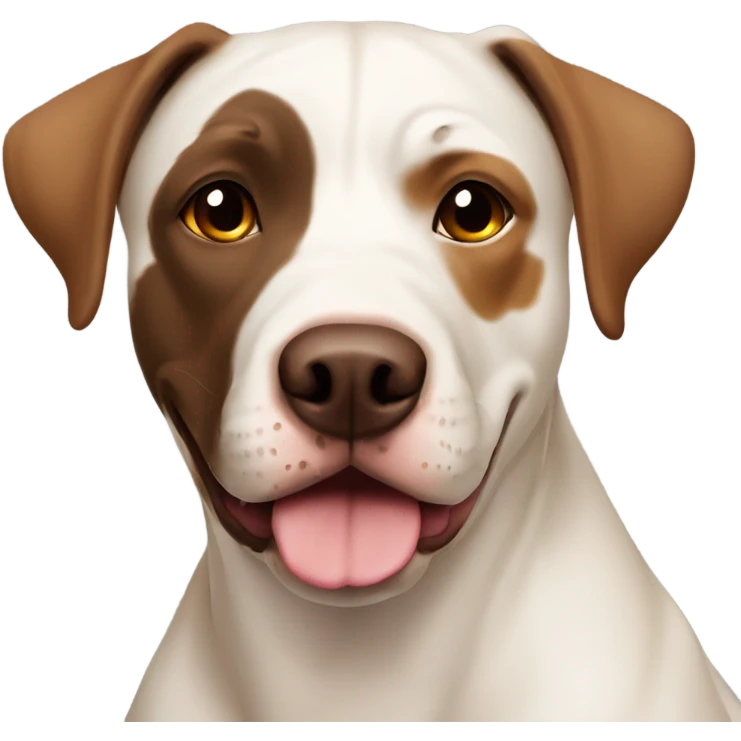 Labrador/Pit bull mix dog white with brown patches more brown emoji