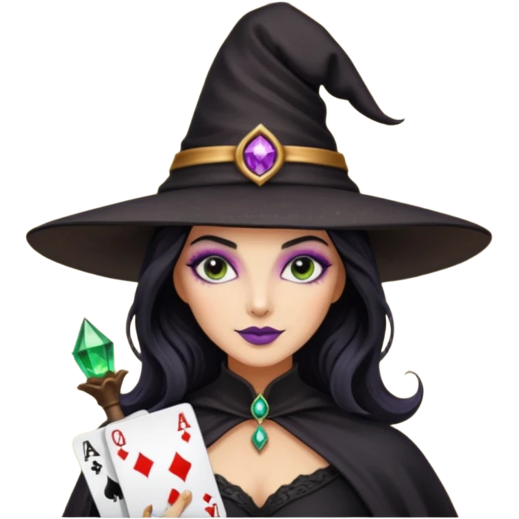 Glitter Black Hat of Witch Copas Symbol of Card emoji