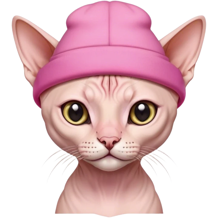 sphynx cat with cute pink hat  emoji