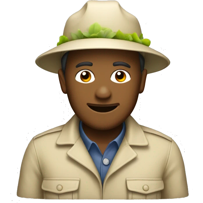 gardener pith helmet beige jacket emoji